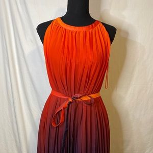 Flowy bright to dark ombré evening gown